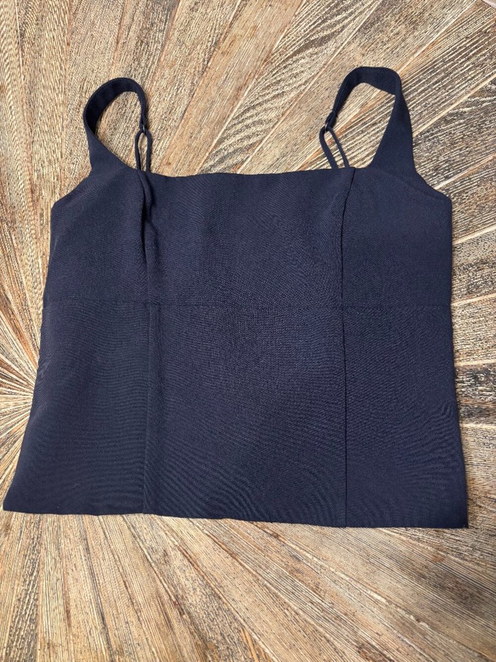 Abercrombie & Fitch Navy Blue Tailored Side Zip Square Neck Crop Top M